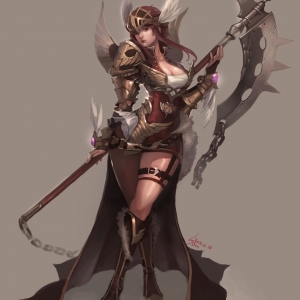 Sexy Character Female Warrior Scythe Armor_of_Valkyrie_by_Nawol