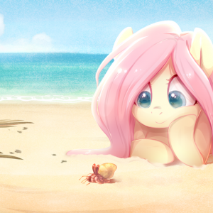 Fluttershy on the beach